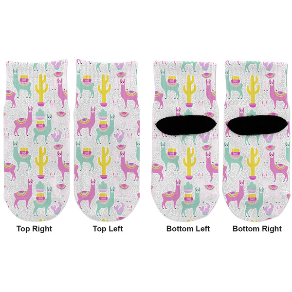 Llamas Toddler Ankle Socks - Double Pair - Front and Back - Apvl