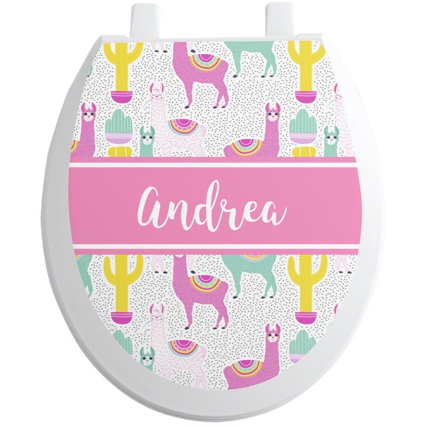 Custom Llamas Toilet Seat Decal - Round (Personalized)