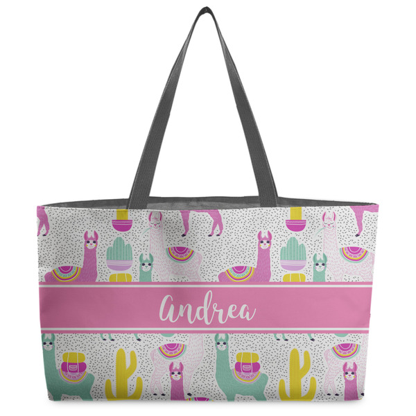 Custom Llamas Beach Totes Bag - w/ Black Handles (Personalized)