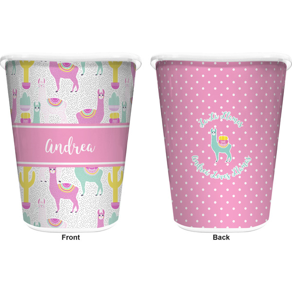 Llamas Trash Can White - Front and Back - Apvl
