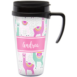 Llamas Acrylic Travel Mug with Handle (Personalized)