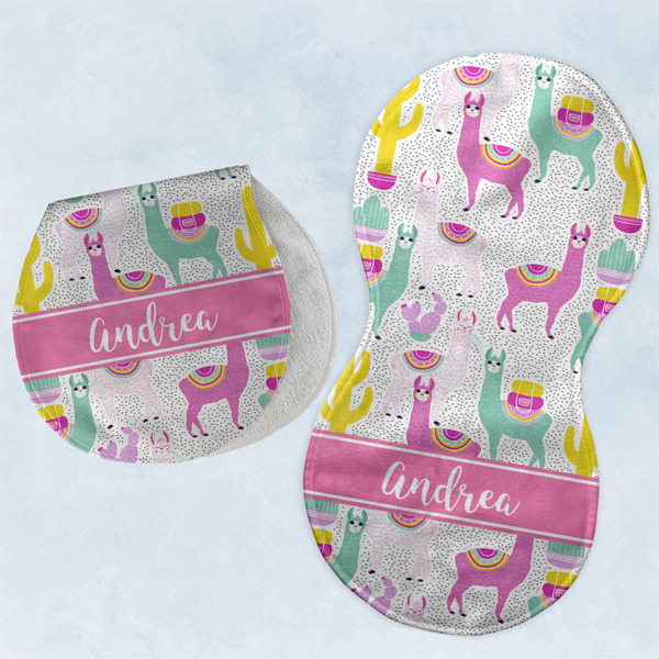 Custom Llamas Burp Pads - Velour - Set of 2 w/ Name or Text