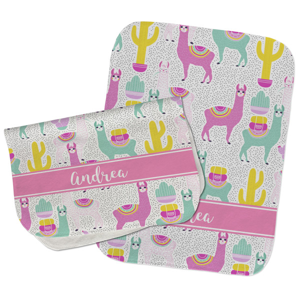 Custom Llamas Burp Cloths - Fleece - Set of 2 w/ Name or Text