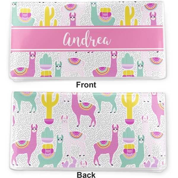 Llamas Vinyl Check Book Cover - Front and Back