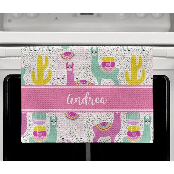Llamas Waffle Weave Towel - Full Color Print - Lifestyle2 Image