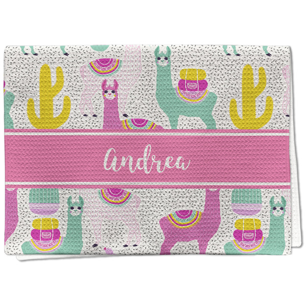 Custom Llamas Kitchen Towel - Waffle Weave - Full Color Print (Personalized)