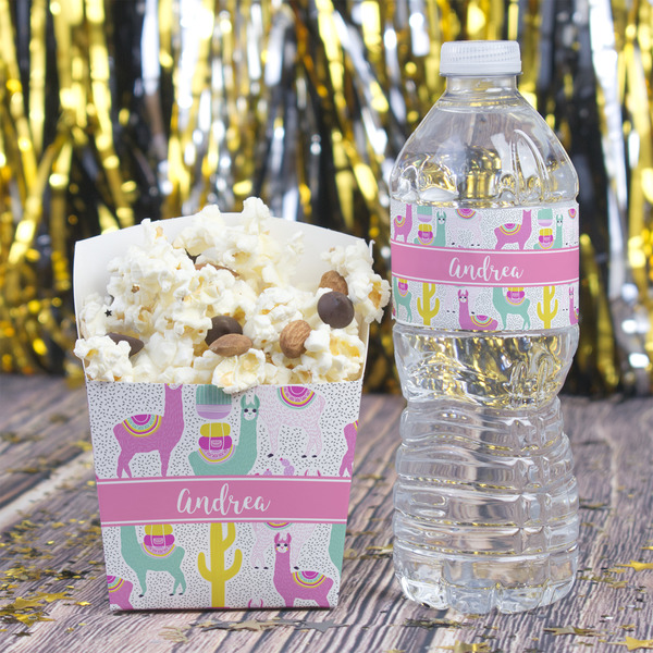 Llamas Water Bottle Label - w/ Favor Box