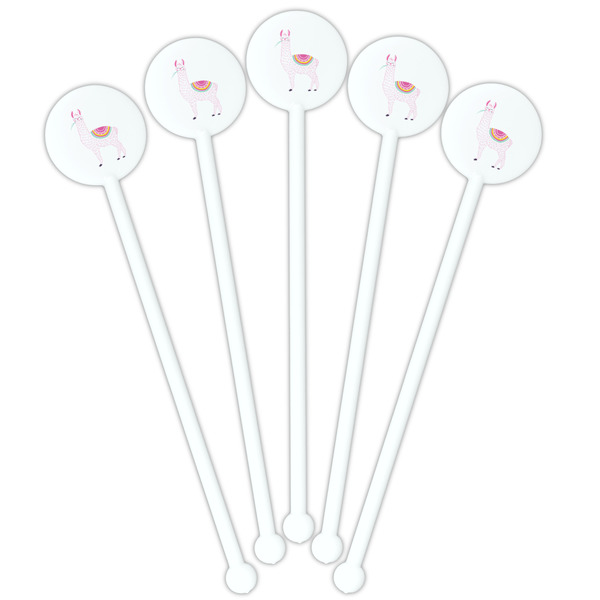 Llamas White Plastic 5.5" Stir Stick - Fan View