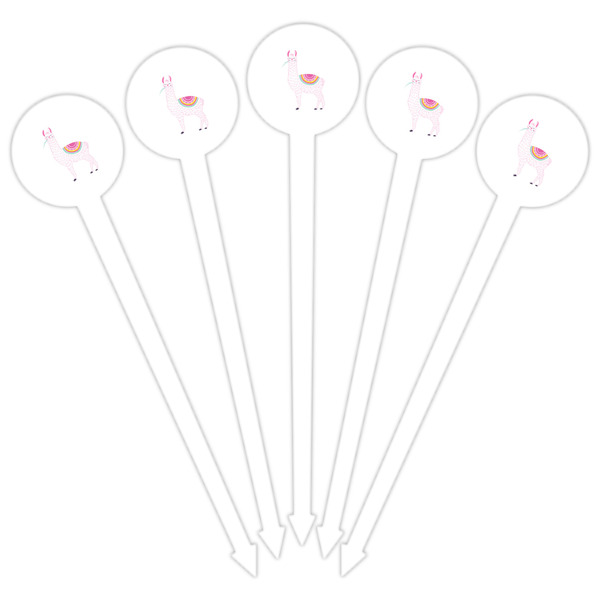 Llamas White Plastic 6" Food Pick - Round - Fan View