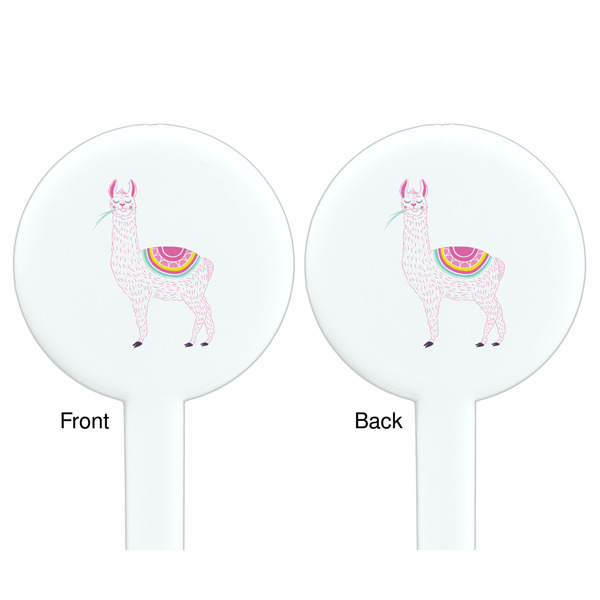 Llamas White Plastic 7" Stir Stick - Double Sided - Round - Front & Back