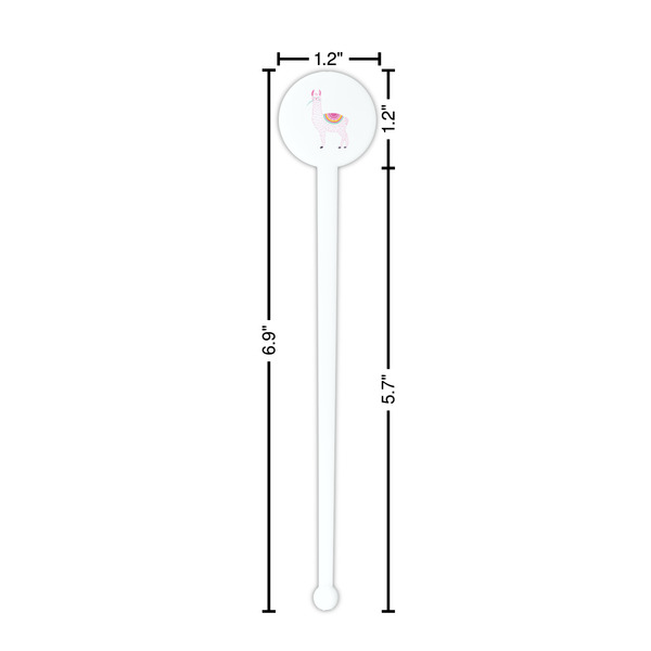 Llamas White Plastic 7" Stir Stick - Round - Dimensions