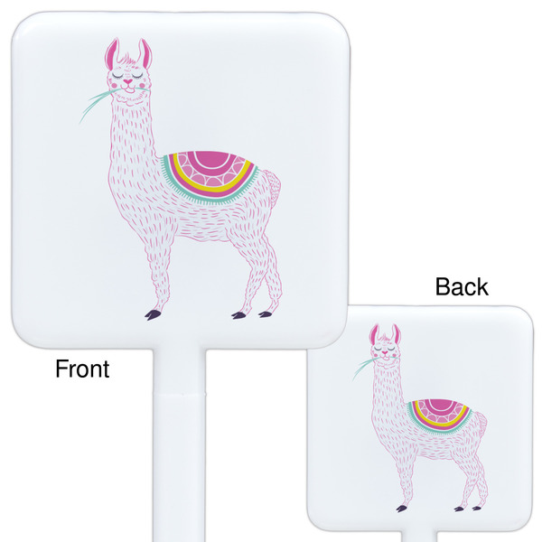 Llamas White Plastic Stir Stick - Double Sided - Approval