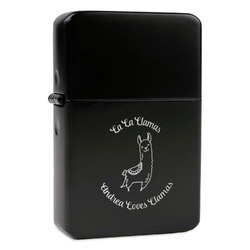 Llamas Windproof Lighter - Black - Double Sided (Personalized)