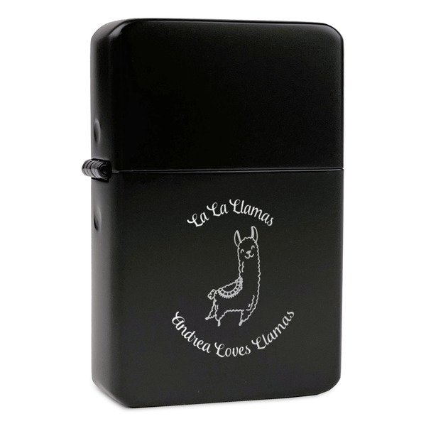 Custom Llamas Windproof Lighter - Black - Single Sided (Personalized)