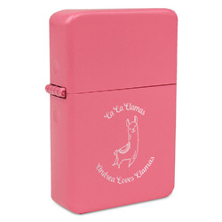 Llamas Windproof Lighter - Pink - Double Sided & Lid Engraved (Personalized)