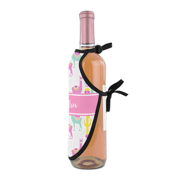 Llamas Wine Bottle Apron - DETAIL WITH CLIP ON NECK