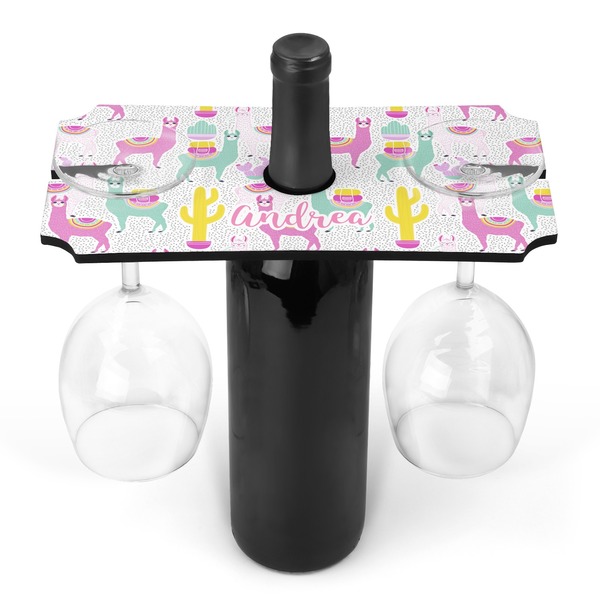 Custom Llamas Wine Bottle & Glass Holder (Personalized)