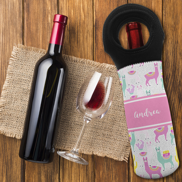 Llamas Wine Tote Bag - FLATLAY