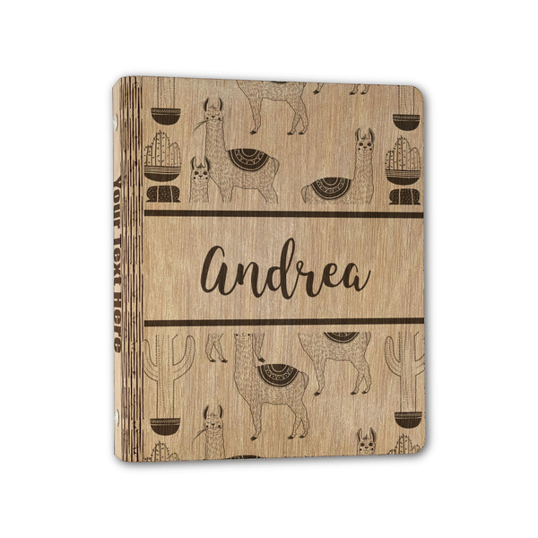Custom Llamas Wood 3-Ring Binder - 1" Half-Letter Size (Personalized)