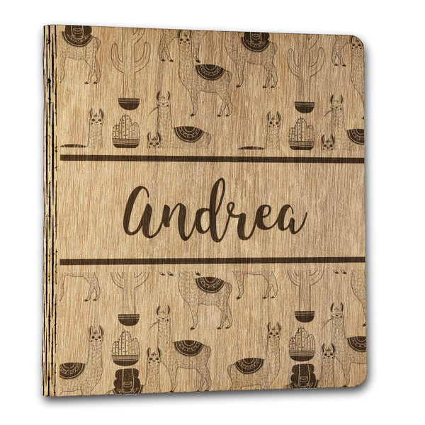 Llamas Wood 3-Ring Binders - 1" Letter - Front