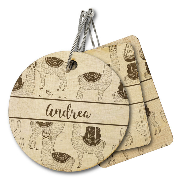 Custom Llamas Wood Luggage Tag (Personalized)