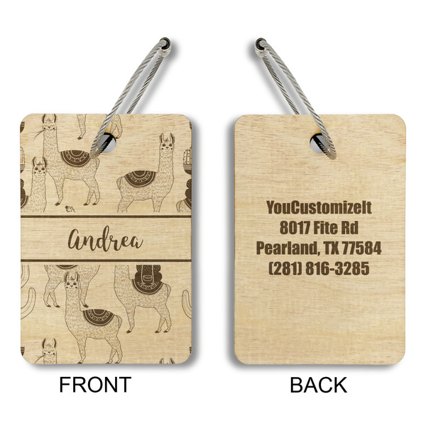Llamas Wood Luggage Tags - Rectangle - Approval