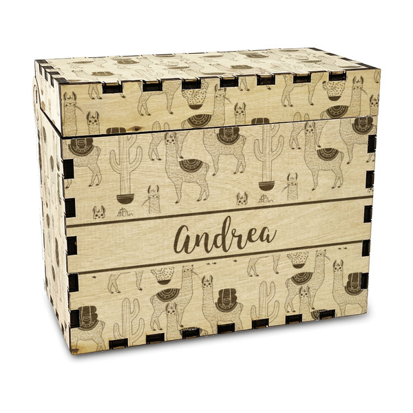 Custom Llamas Wood Recipe Box - Laser Engraved (Personalized)