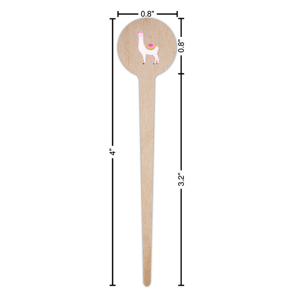 Llamas Wooden 4" Food Pick - Round - Dimensions