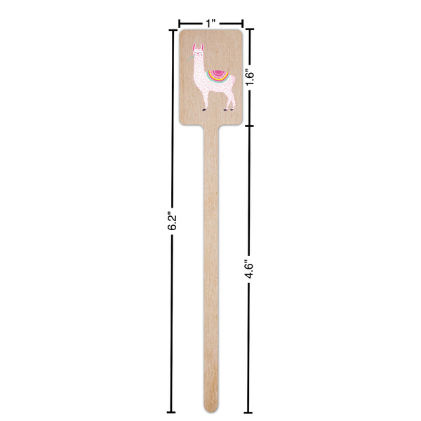 Llamas Wooden 6.25" Stir Stick - Rectangular - Dimensions
