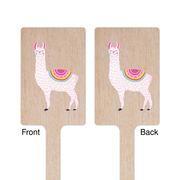 Llamas Wooden 6.25" Stir Stick - Rectangular - Double Sided - Front & Back