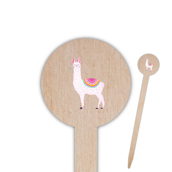 Custom Llamas Round Wooden Food Picks