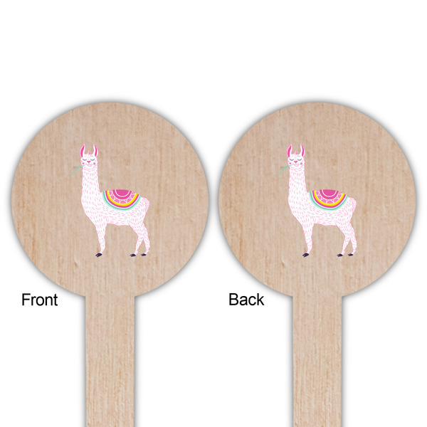 Llamas Wooden 6" Food Pick - Round - Double Sided - Front & Back