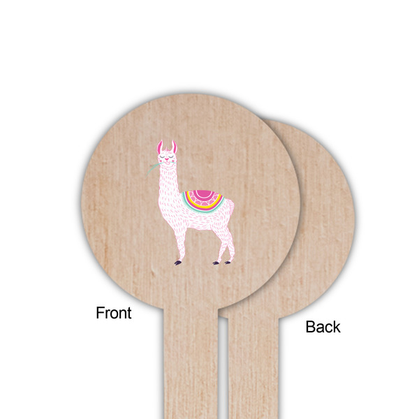 Llamas Wooden 6" Food Pick - Round - Single Sided - Front & Back