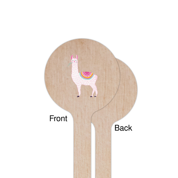 Llamas Wooden 7.5" Stir Stick - Round - Single Sided - Front & Back