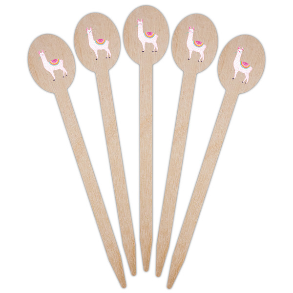 Llamas Wooden Food Pick - Oval - Fan View