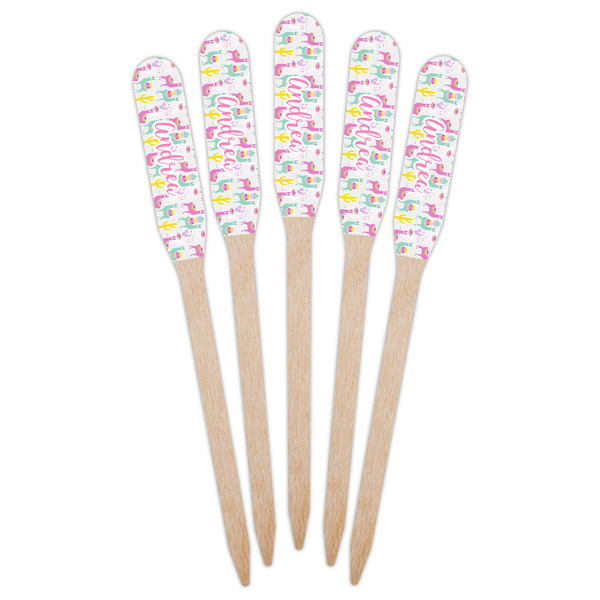 Llamas Wooden Food Pick - Paddle - Fan View