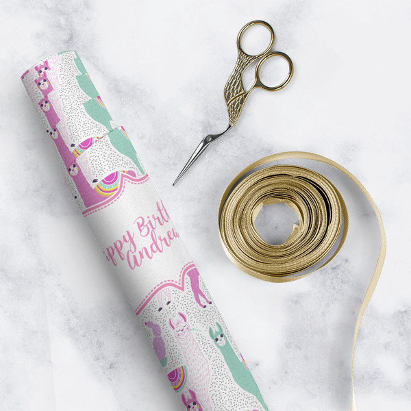 Llamas Wrapping Paper Roll - Matte - In Context