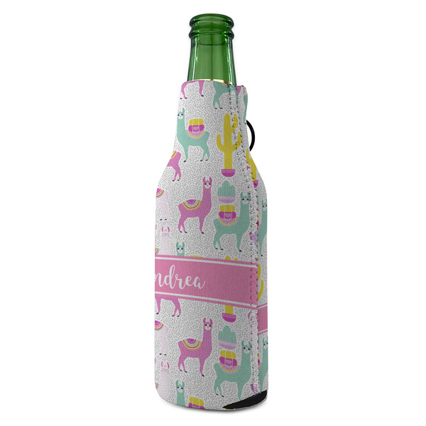Llamas Zipper Bottle Cooler - ANGLE (bottle)