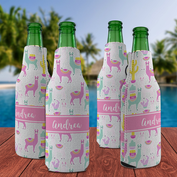 Llamas Zipper Bottle Cooler - Set of 4 - LIFESTYLE
