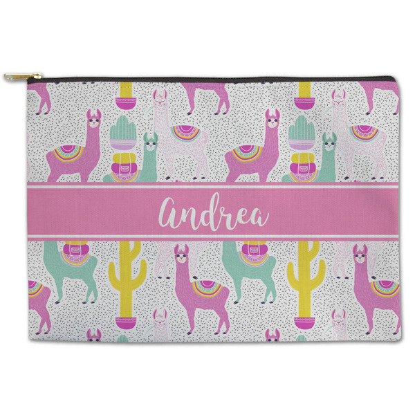 Custom Llamas Zipper Pouch - Large - 12.5"x8.5" (Personalized)