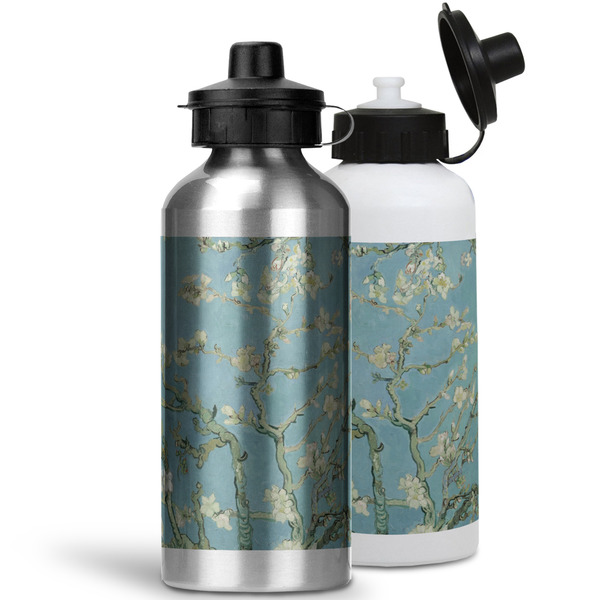 Almond Blossoms (Van Gogh) Aluminum Water Bottles - MAIN (white &silver)