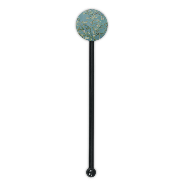 Almond Blossoms (Van Gogh) Black Plastic 5.5" Stir Stick - Round - Single Stick