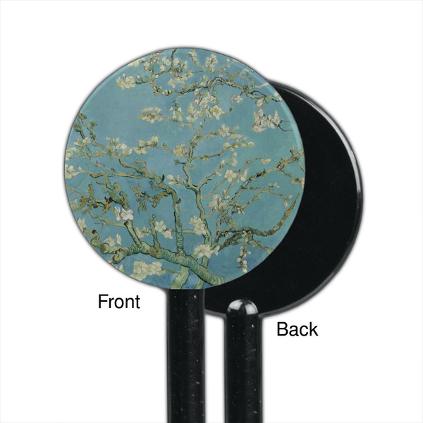 Almond Blossoms (Van Gogh) Black Plastic 5.5" Stir Stick - Single Sided - Round - Front & Back