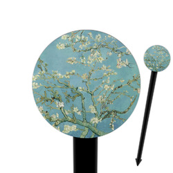 Almond Blossoms (Van Gogh) 6" Round Plastic Food Picks - Black - Single Sided