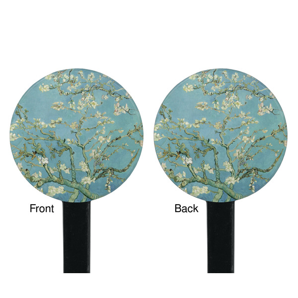 Almond Blossoms (Van Gogh) Black Plastic 7" Stir Stick - Double Sided - Round - Front & Back
