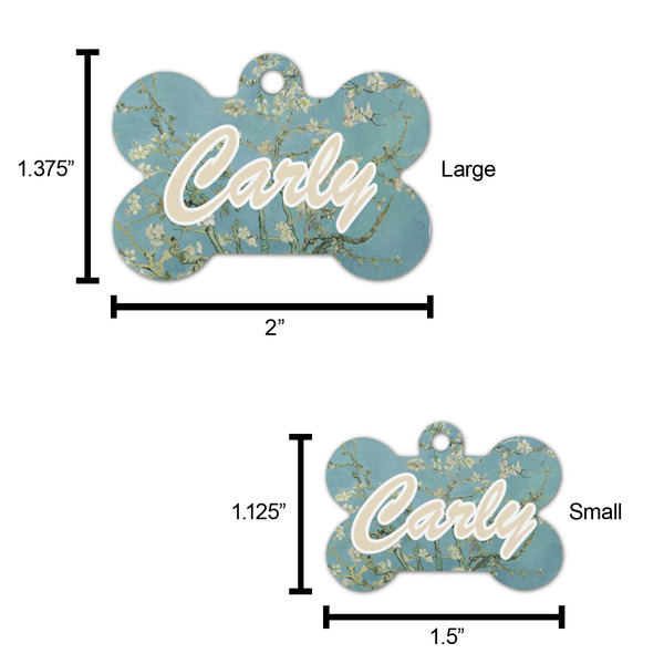 Almond Blossoms (Van Gogh) Bone Shaped Dog ID Tag - Large - Scale