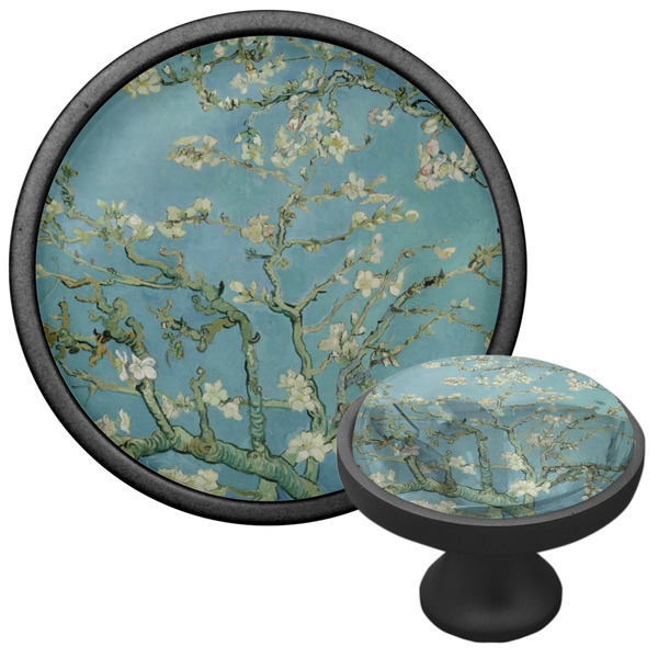 Almond Blossoms (Van Gogh) Cabinet Knob - Black - Multi Angle
