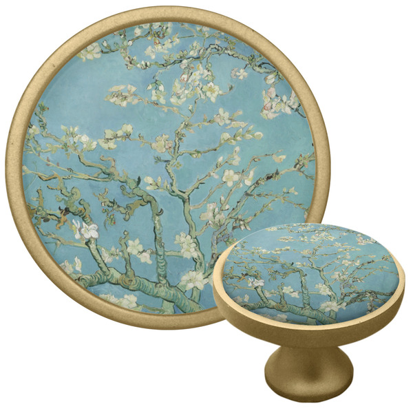 Almond Blossoms (Van Gogh) Cabinet Knob - Gold - Multi Angle