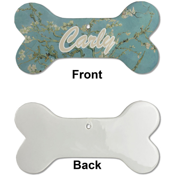 Almond Blossoms (Van Gogh) Ceramic Flat Ornament - Bone Front & Back Single Print (APPROVAL)