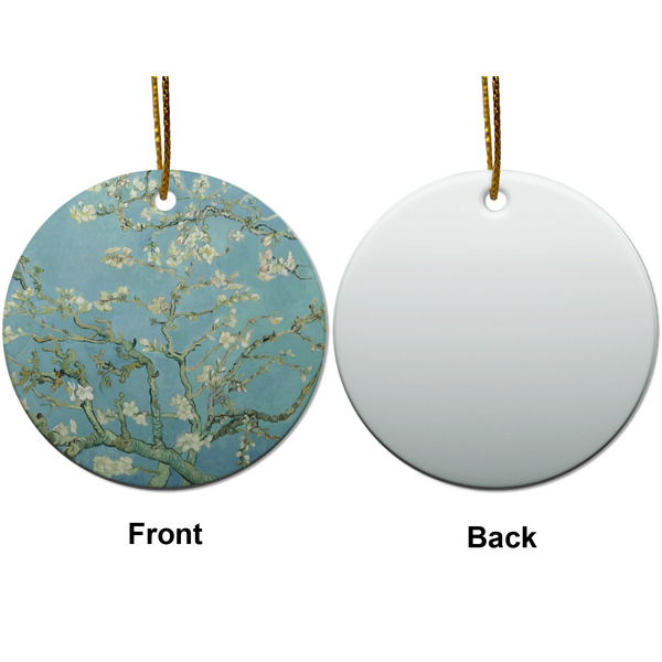 Almond Blossoms (Van Gogh) Ceramic Flat Ornament - Circle Front & Back (APPROVAL)